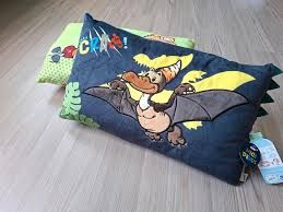  Thú nhồi bông 43x25cm gối khủng long Orny thêu 3D | plush embroidery pillow dino GO Green- NICI 48821 