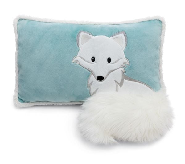  61306-Gối bông NICI Germany GREEN cáo tuyết Bắc Cực có nhũ lấp lánh | Plush cushion 43x25cm Arctic fox Vanja standing | NICI Dreamy Winter 