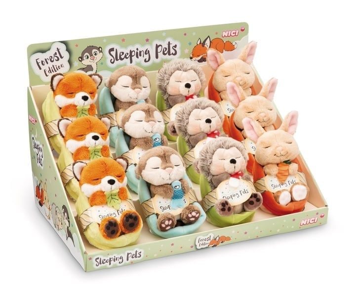  Thú nhồi bông 12cm NICI Germany 61580 |Sleeping Pets Forest Friends Green Cáo Fox | Rái cá Otter | Thỏ Bunny | Nhím Hetchoge 