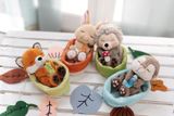  Thú nhồi bông 12cm NICI Germany 61580 | Sleeping Pets Forest Friends Green Cáo Fox | Rái cá Otter | Thỏ Bunny | Nhím Hetchoge 