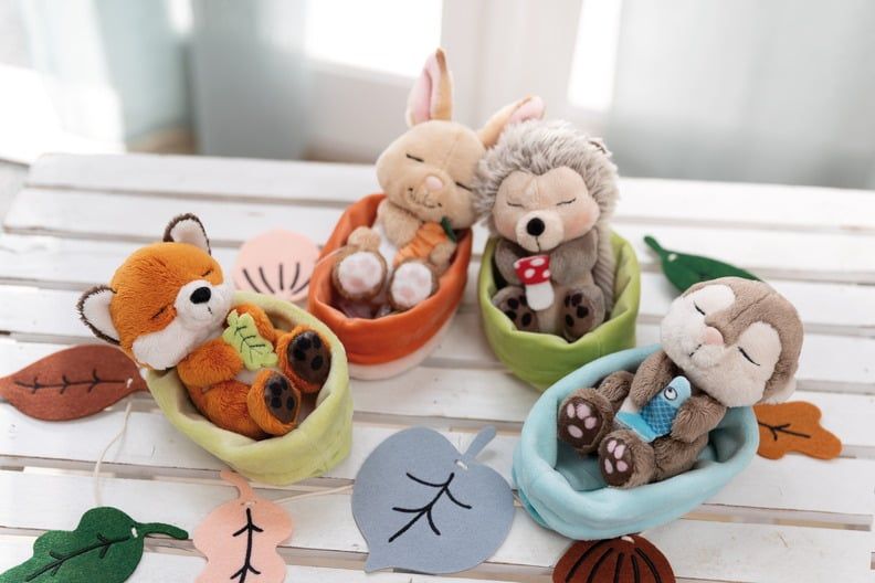  Thú nhồi bông 12cm NICI Germany 61580 | Sleeping Pets Forest Friends Green Cáo Fox | Rái cá Otter | Thỏ Bunny | Nhím Hetchoge 