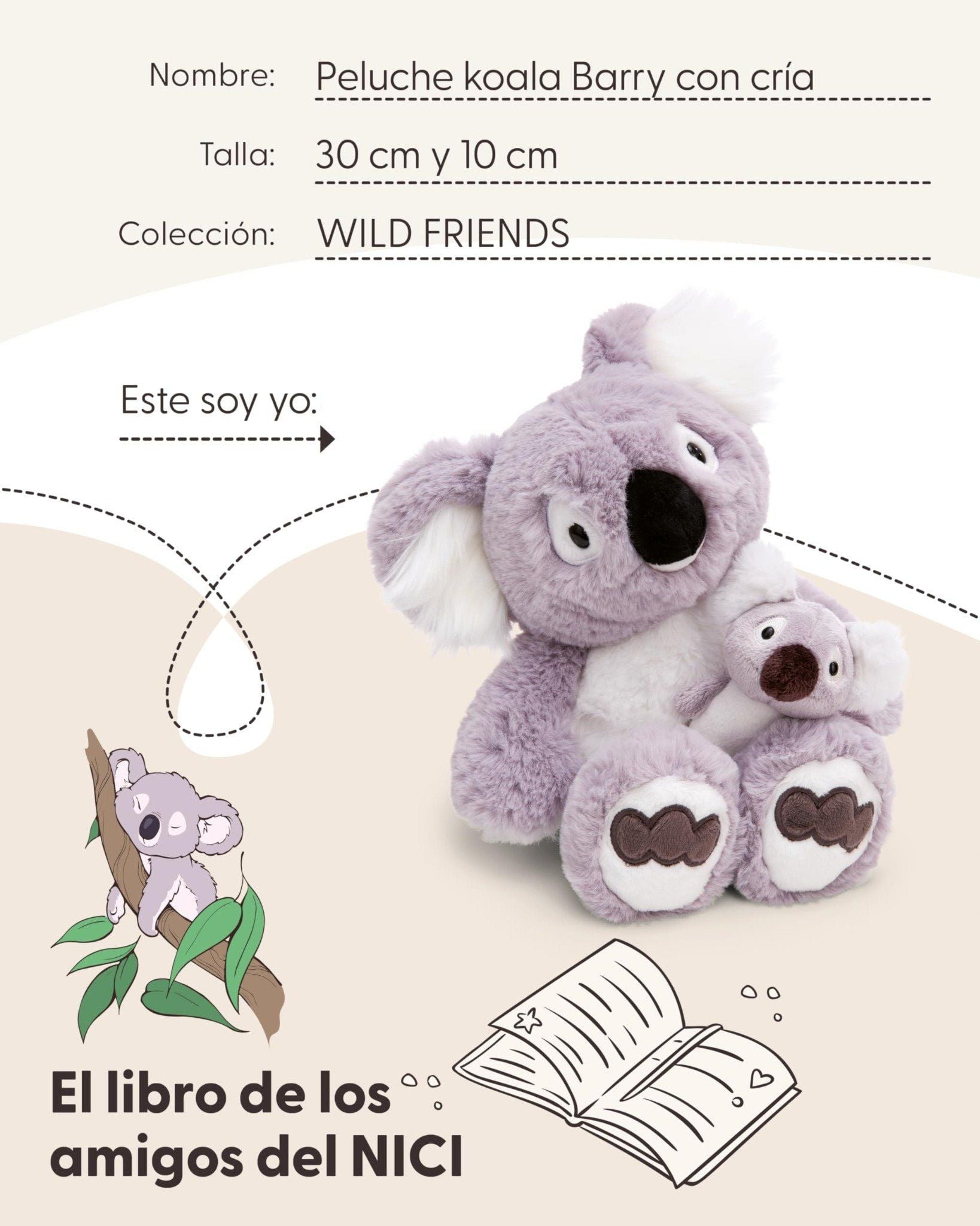  Thú nhồi bông 30cm 61717 |NICI Germany gấu Koala Barry mẹ & bé GO GREEN 