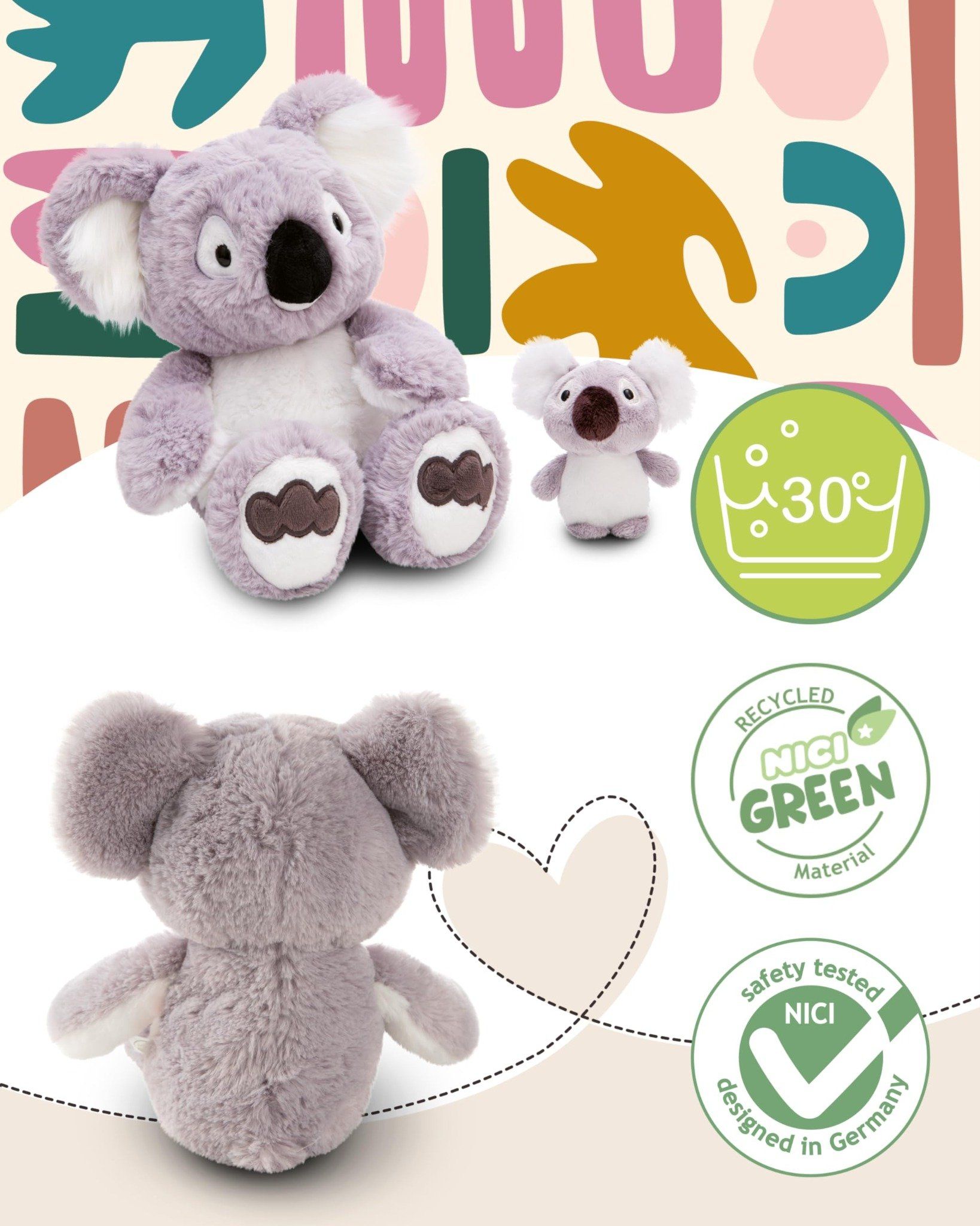  Thú nhồi bông 30cm 61717 |NICI Germany gấu Koala Barry mẹ & bé GO GREEN 