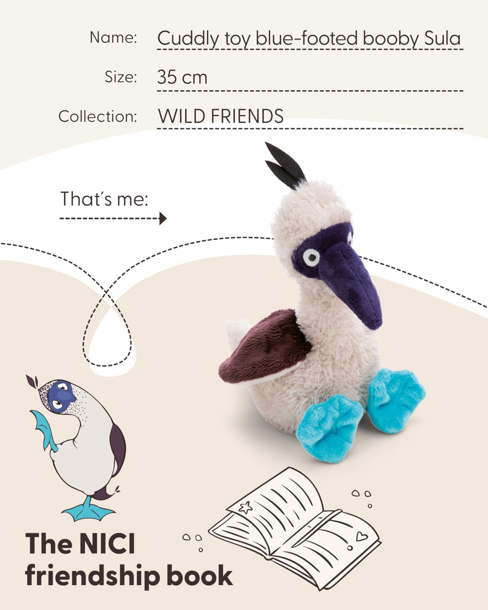  Thú nhồi bông 35cm 61720 |NICI Germany blue-footed booby Sula chim điên chân xanh Go Green 