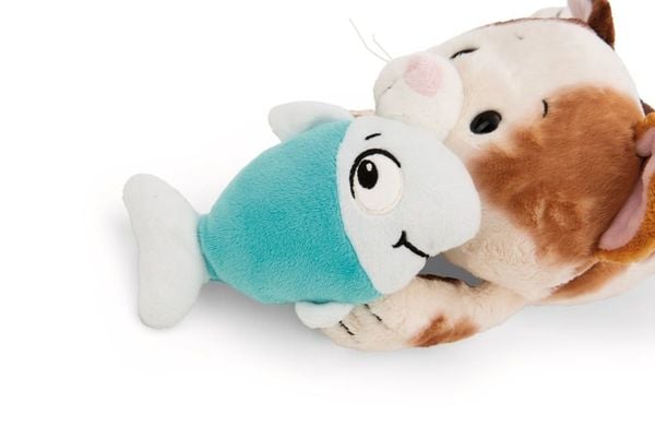 Thú nhồi bông 30cm 62151 |cat calico fish lying mèo tam thể ăn cá nằm|NICI Germany