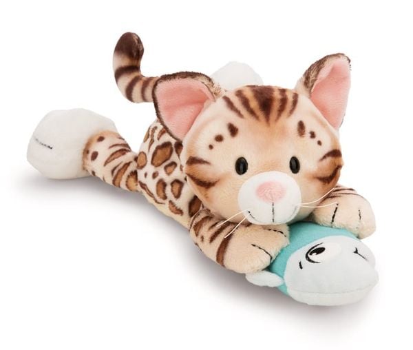 Thú nhồi bông 30cm 62152 |cat bengal fish lying mèo vằn hổ ăn cá nằm|NICI Germany