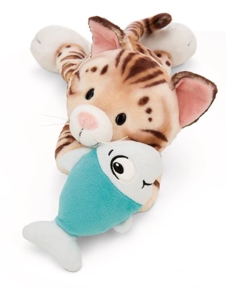  Thú nhồi bông 30cm 62152 |cat bengal fish lying mèo vằn hổ ăn cá nằm|NICI Germany 