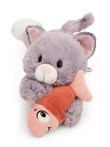 Thú nhồi bông 30cm 62153 |cat gray fish lying mèo ăn cá nằm|NICI Germany
