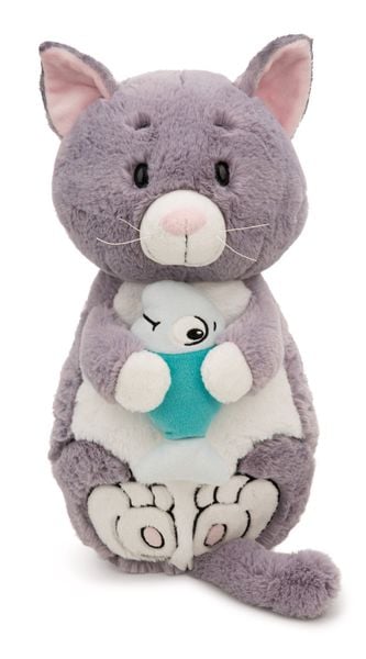  Thú nhồi bông 35x20cm 62166 |cat gray fish lying mèo ăn cá|NICI Germany 