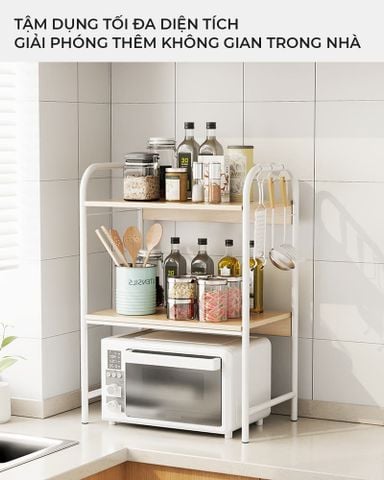 Kệ đa năng khung trắng - vân gỗ - 2,3 tầng - GM141
