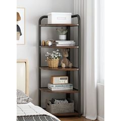 Kệ góc chữ V thép ống đa năng D16 (khung đen + gỗ óc chó ) - GM130