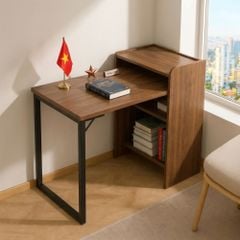 Bàn làm việc gấp gọn chân đen mặt óc chó GM230