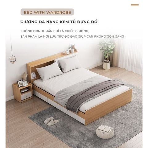 Giường Ngủ Gỗ Công Nghiệp Hiện Đại Có Ngăn Đa Năng - GP248