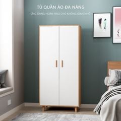 Tủ Quần Áo Shelf - 176x 80x 45 cm - Màu Vân Gỗ Phối Trắng - GP129 - Nội Thất IGA Việt Nam
