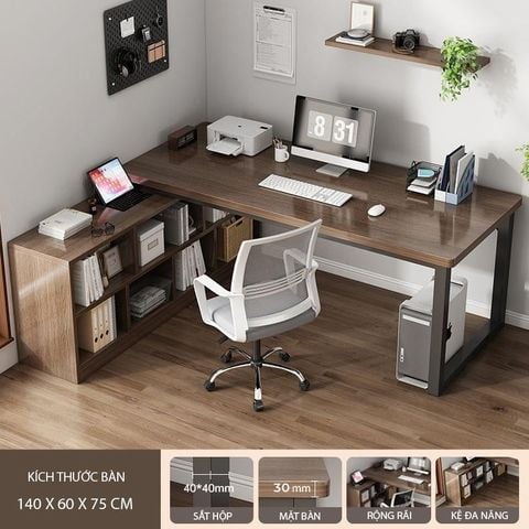 Bàn Làm Việc Gỗ MDF kết hợp Kệ Sách Đa Năng cho Góc Làm Việc Hiện Đại - GM131