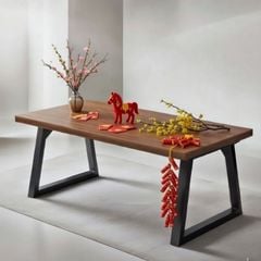 Bàn Làm Việc Chân Sắt Mặt Gỗ MDF Với Thiết Kế Sang Trọng, Hiện Đại - Đen/ Trắng Vân Gỗ - GM121