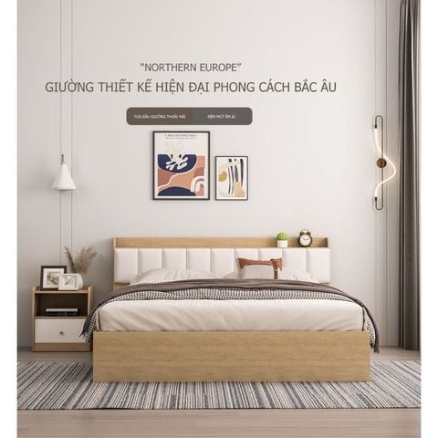 Giường Ngủ Gỗ Công Nghiệp Hiện Đại Mang Phong Cách Bắc Âu - GP240