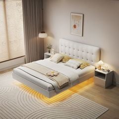 Giường Bay Vân Gỗ Có Đệm Giường Màu Trắng - GP346