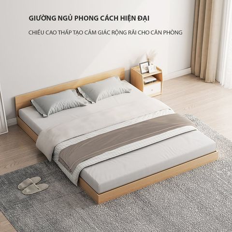 Giường Ngủ Gỗ Công Nghiệp Hiện Đại Phong Cách Nhật Bản - 1m8x2m - Màu Vân Gỗ Phối Trắng - GP310C.03 - Nội Thất IGA Việt Nam