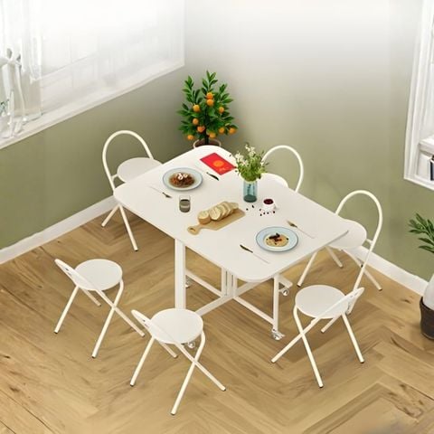 Bàn Ăn Gấp Gọn Có Bánh Xe Dễ Dàng Di Chuyển Phù Hợp Với Không Gian Bếp Nhỏ - GM194