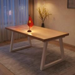 Bàn Làm Việc Chân Sắt Mặt Gỗ MDF Với Thiết Kế Sang Trọng, Hiện Đại - Đen/ Trắng Vân Gỗ - GM121