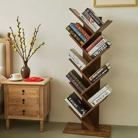 Kệ Sách Đứng Hình Cây Gỗ MDF Cho Góc Làm Việc, Học Tập Tiện Lợi - GP03