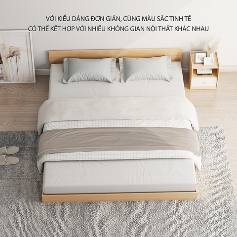 Giường Ngủ Gỗ Công Nghiệp Hiện Đại Phong Cách Nhật Bản - 1m8x2m - Màu Vân Gỗ Phối Trắng - GP310C.03 - Nội Thất IGA Việt Nam