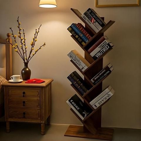 Kệ Sách Đứng Hình Cây Gỗ MDF Cho Góc Làm Việc, Học Tập Tiện Lợi - GP03