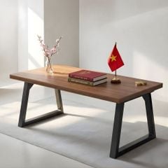 Bàn Làm Việc Chân Sắt Mặt Gỗ MDF Với Thiết Kế Sang Trọng, Hiện Đại - Đen/ Trắng Vân Gỗ - GM121