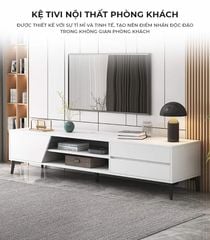 Kệ Tivi 1 Cánh Mở 2 Ngăn Kéo Trắng - GP324 - Thêm Sang Trọng Cho Phòng Khách