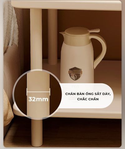 Bàn Trà Chân Sắt 2 Tầng Trắng - GM143 - Nội Thất IGA Việt Nam