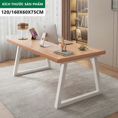 Bàn Làm Việc Chân Sắt Mặt Gỗ MDF Với Thiết Kế Sang Trọng, Hiện Đại - Đen/ Trắng Vân Gỗ - GM121