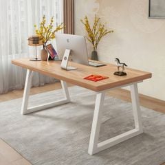 Bàn Làm Việc Chân Sắt Mặt Gỗ MDF Với Thiết Kế Sang Trọng, Hiện Đại - Đen/ Trắng Vân Gỗ - GM121