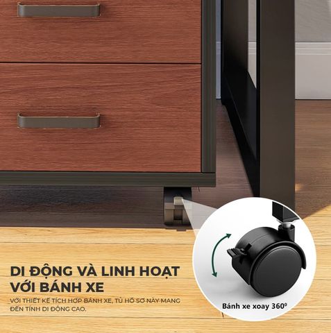 [Combo] B.L.V Kết Hợp Tủ Hồ Sơ Nhỏ Khung Đen Gỗ Óc Chó - GM191 - Khai tử