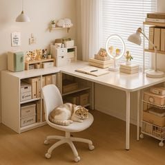 Bàn Làm Việc Gỗ MDF Chân Sắt Tròn Hiện Đại GM62 - Nội Thất IGA Việt Nam