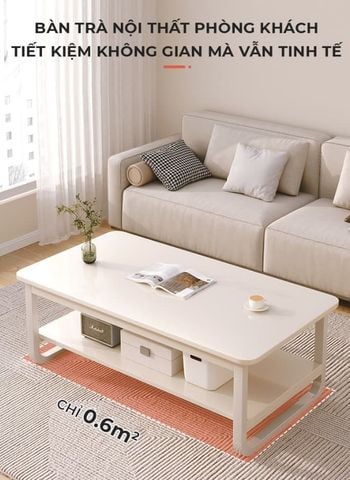 Bàn trà 2 tầng trắng - vân gỗ - GM135 - Nội Thất IGA Việt Nam