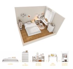 Combo giường tủ cho không gian phòng ngủ tối giản, hiện đại - CONCEPT.03