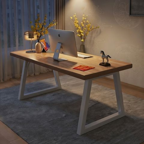 Bàn Làm Việc Chân Sắt Mặt Gỗ MDF Với Thiết Kế Sang Trọng, Hiện Đại - Đen/ Trắng Vân Gỗ - GM121