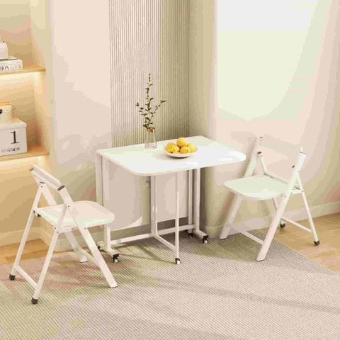 Bàn ăn gấp gọn có bánh xe dễ dàng di chuyển phú hợp với không gian bếp nhỏ - GM194