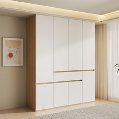 Tủ Quần Áo 4 Cánh To 1 Ngăn Kéo Trắng Vân Gỗ GP328.13