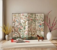 Bộ Bình Phong In Họa Tiết 4 Tấm Vải Canvas - GP392 - IGA VIỆT NAM