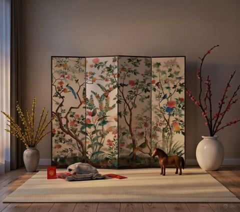 Bộ Bình Phong In Họa Tiết 4 Tấm Vải Canvas - GP392 - IGA VIỆT NAM