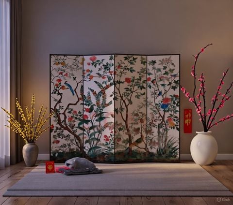 Bộ Bình Phong In Họa Tiết 4 Tấm Vải Canvas - GP392 - IGA VIỆT NAM