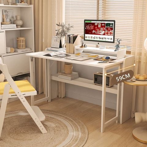 Bàn làm việc gấp gọn kết hợp kệ sách thông minh với thiết kế hiện đại cho góc làm việc tối giản, tinh gọn - GP309