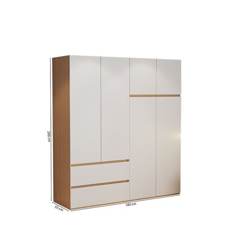 Tủ Quần Áo 4 Cánh To 2 Ngăn Kéo Trắng Vân Gỗ GP329.13