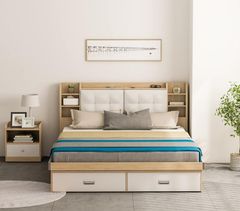 Giường Ngủ Gỗ Công Nghiệp Phong Cách Hiện Đại - Tặng Kèm Kệ Đầu Giường - GP235 / GP235A