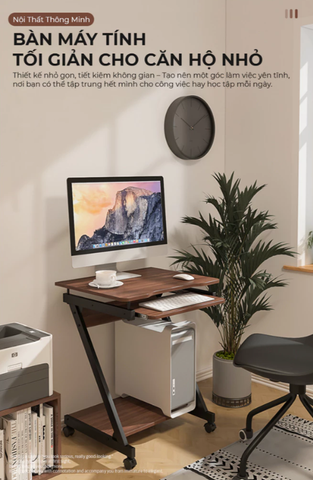 Bàn Làm Việc Chữ Z Khung Đen Gỗ Óc Chó GM220.26