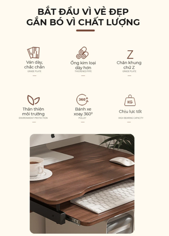 Bàn Làm Việc Chữ Z Khung Đen Gỗ Óc Chó GM220.26