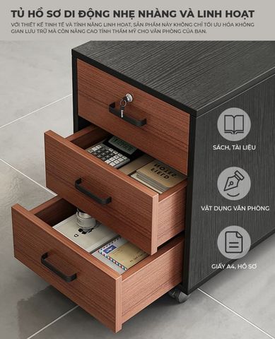 [Combo] B.L.V Kết Hợp Tủ Hồ Sơ Nhỏ Khung Đen Gỗ Óc Chó - GM191 - Khai tử