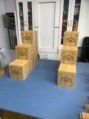 Bậc tam cấp bàn thờ thần tài vân gỗ GP422